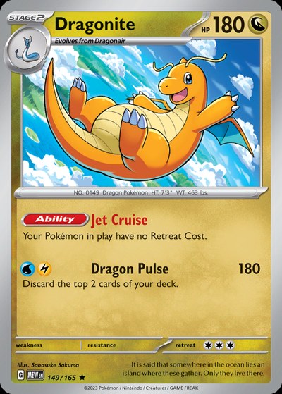 Dragonite 149/165 — Pokémon 151 — Holo