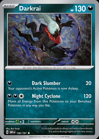 Darkrai 136 — Obsidian Flames — Cosmos Holo
