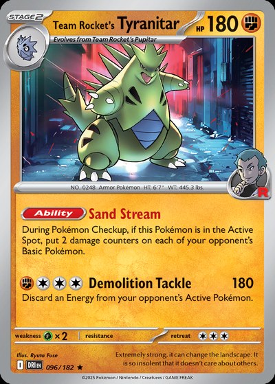 Team Rocket's Tyranitar 96 — Destined Rivals — Holo Rare