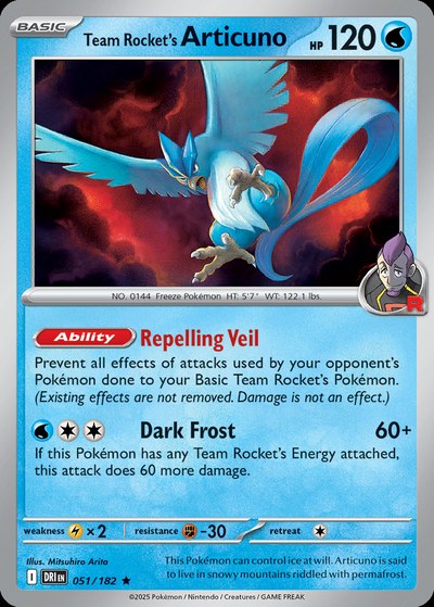 Team Rocket's Articuno 051 — Destined Rivals — Holo Rare