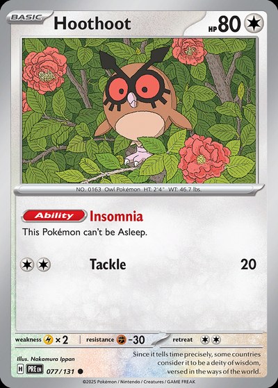 Hoothoot 077 — Prismatic Evolutions — Reverse Holo