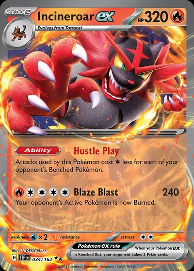 Incineroar ex 034 — Temporal Forces — Ultra Rare