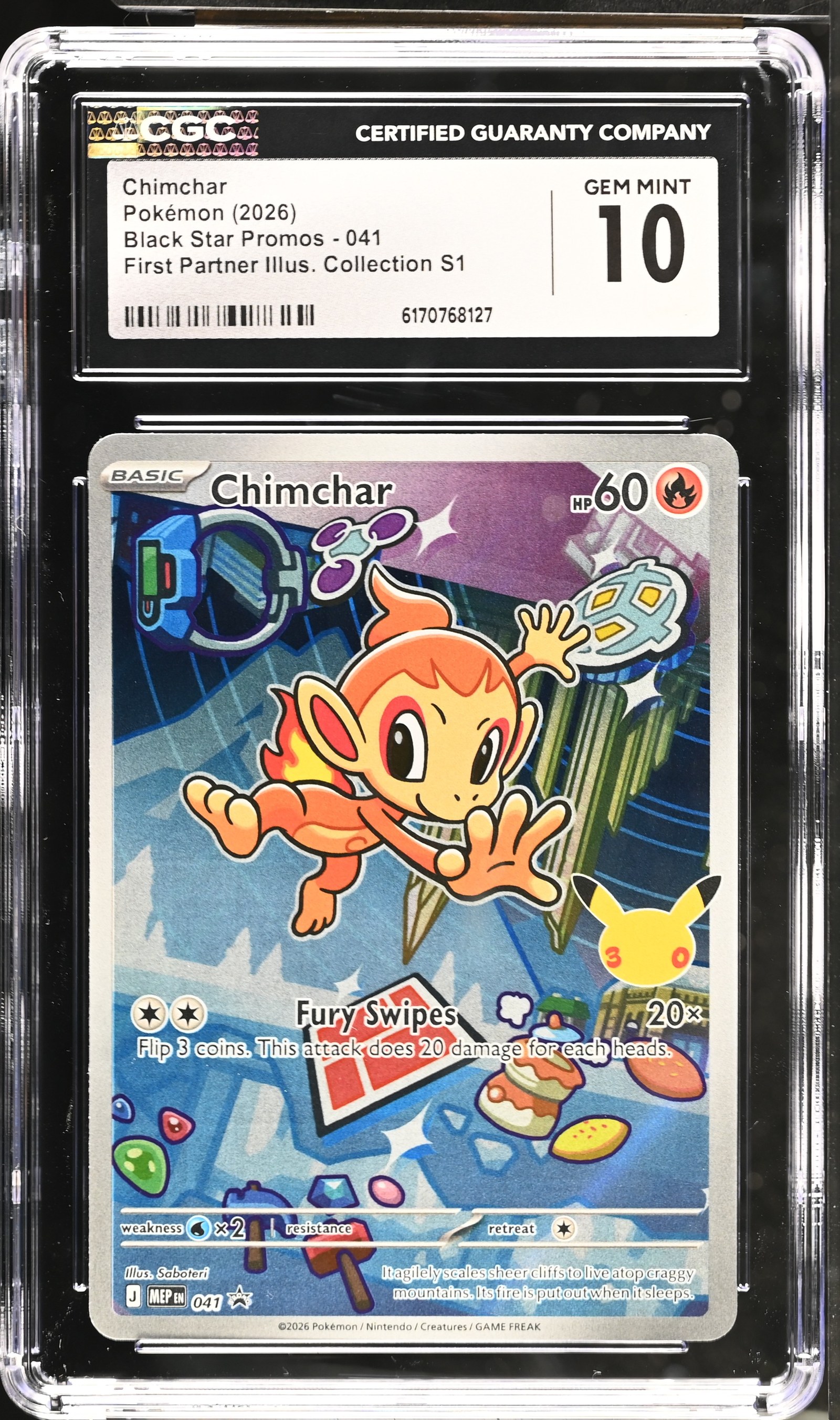 Chimchar #041 Black Star Promo First Partner Collection CGC Gem Mint 10 Pokemon Graded Slab — front