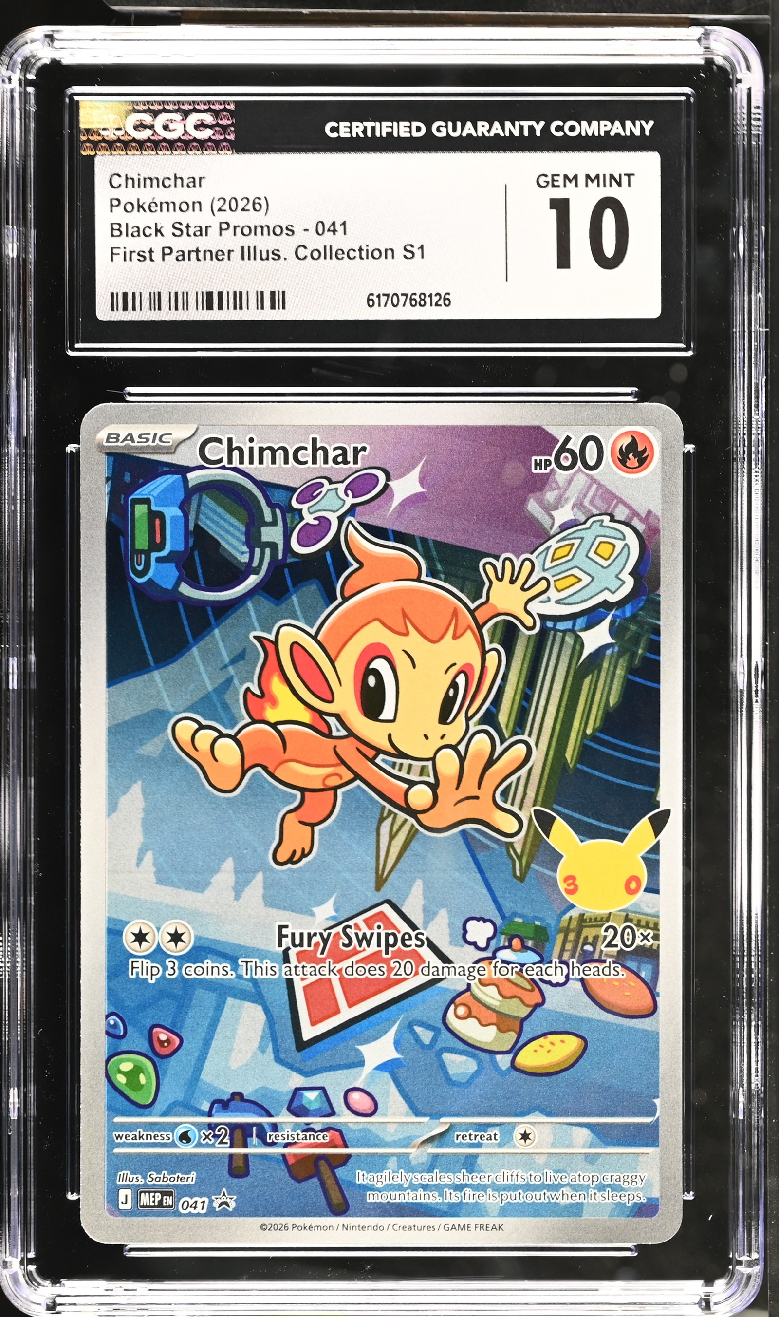 Chimchar #041 Black Star Promo First Partner Collection CGC Gem Mint 10 Pokemon Graded Slab — photo 1