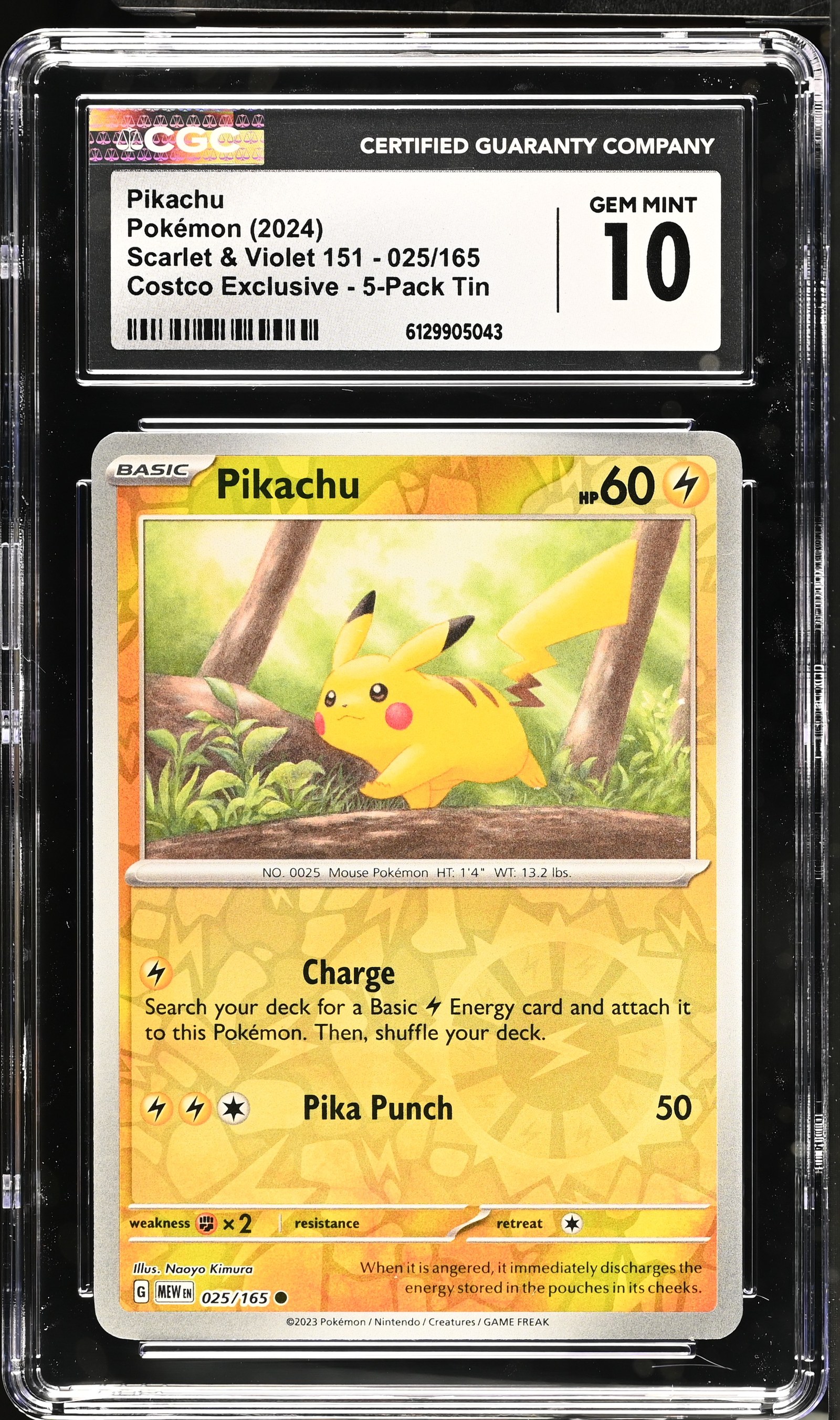 Pikachu #25 Cosmos Holo Scarlet Violet 151 CGC Gem Mint 10 Pokemon Graded Slab — front