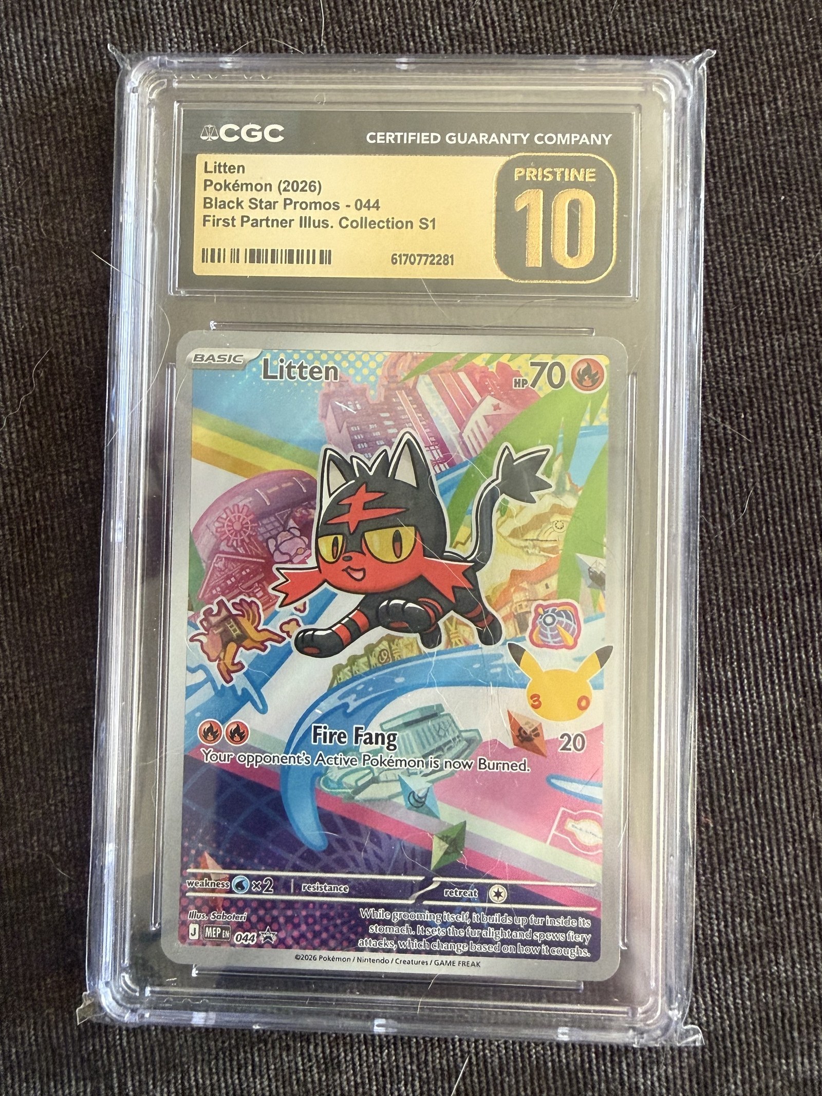 Litten #044 Black Star Promo First Partner Collection CGC Pristine 10 Pokemon Graded Slab — photo 4