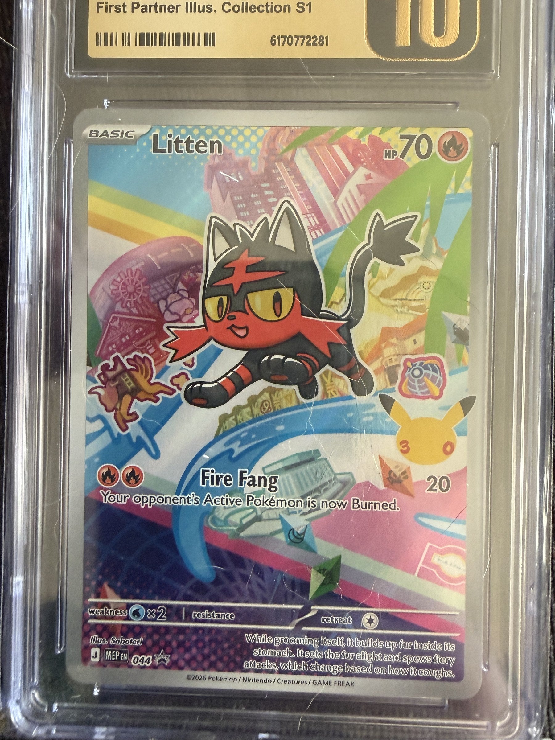Litten #044 Black Star Promo First Partner Collection CGC Pristine 10 Pokemon Graded Slab — photo 8