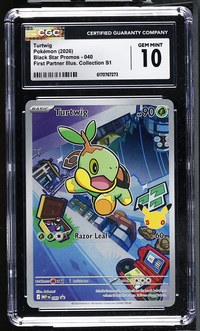 Turtwig #040 Black Star Promo First Partner Collection CGC Gem Mint 10 Pokemon Graded Slab — front