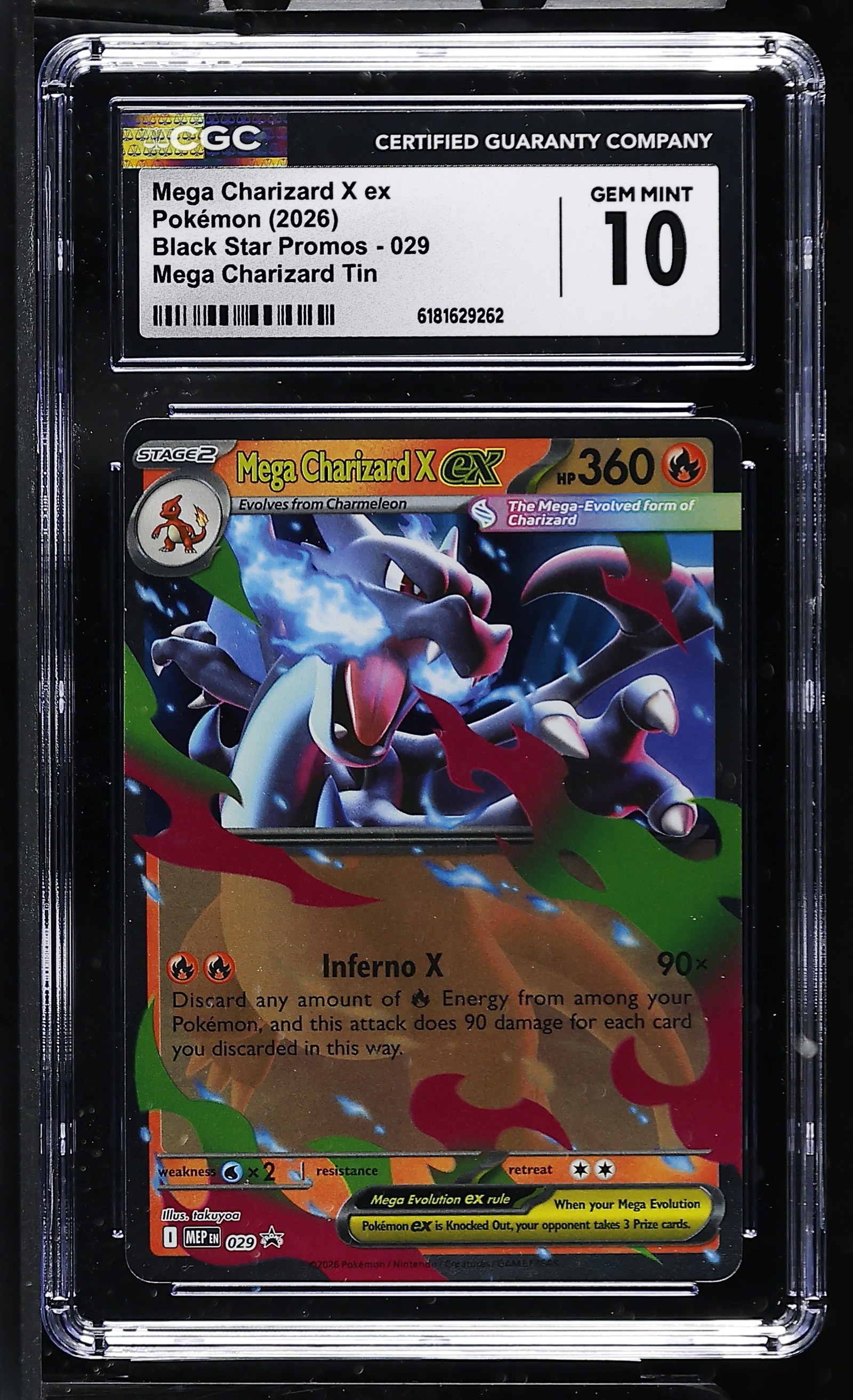 Mega Charizard X ex #029 Black Star Promos CGC Gem Mint 10 Pokemon Graded Slab — front
