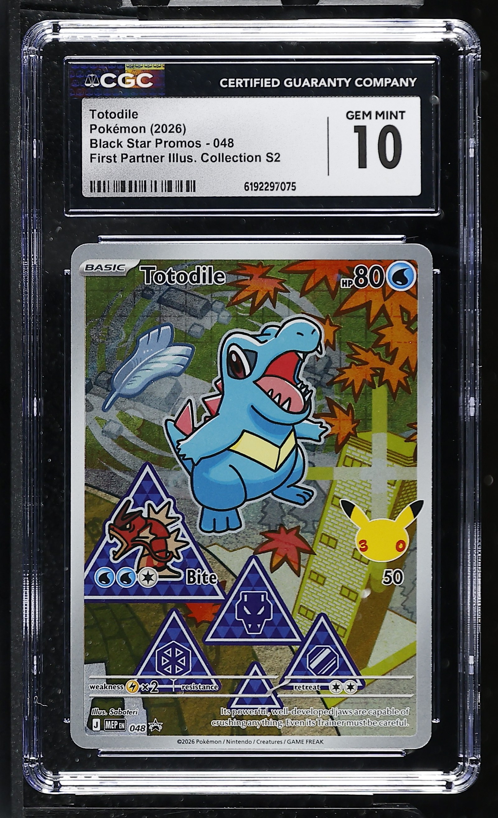 Totodile #048 Black Star Promo First Partner Collection CGC Gem Mint 10 Pokemon Graded Slab — front