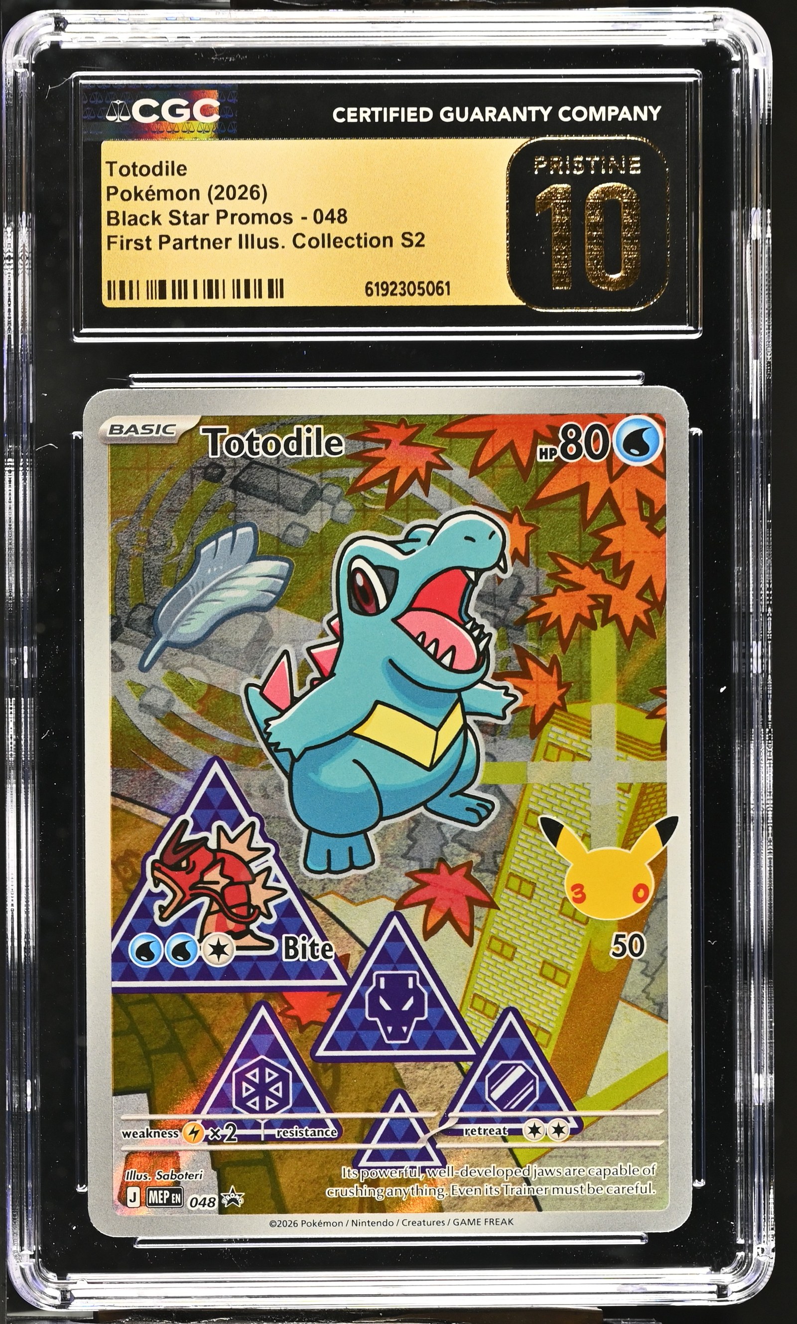 Totodile #048 Black Star Promo First Partner Collection CGC Pristine 10 Pokemon Graded Slab — front