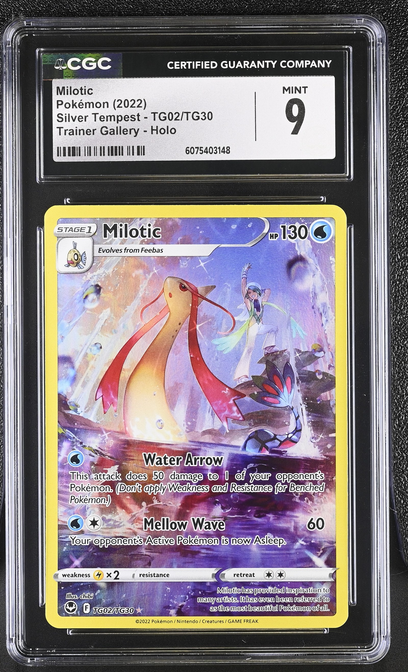 Milotic #TG02 Silver Tempest Trainer Gallery CGC Mint 9 Pokemon Graded Slab — front