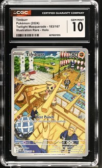 Timburr #183/167 Twilight Masquerade CGC Gem Mint 10 Pokemon Graded Slab — front
