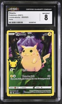 Pikachu #005/025 Celebrations CGC 8 Pokemon Graded Slab — front