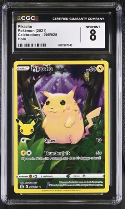 Pikachu #005/025 Celebrations CGC 8 Pokemon Graded Slab — front