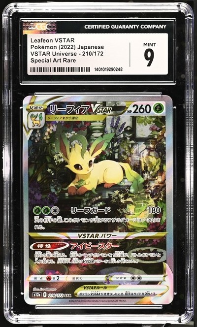 Leafeon VSTAR #210/172 Japanese Vstar Universe CGC Mint 9 Pokemon Graded Slab — front