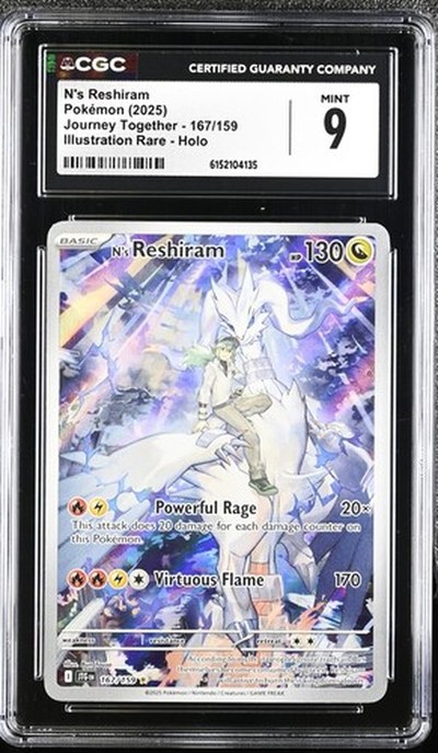 N's Reshiram #167/159 Journey Together CGC Mint 9 Pokemon Graded Slab — front