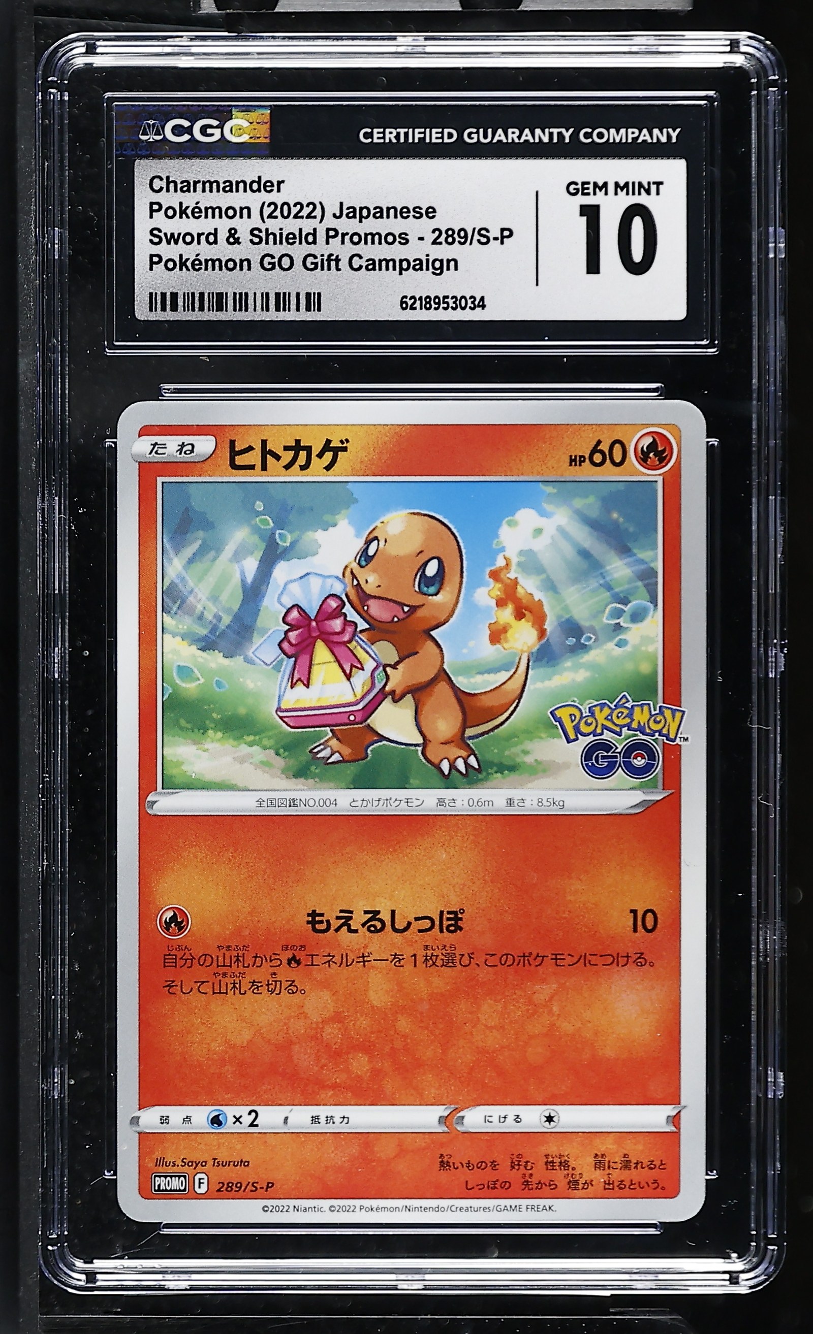 Charmander #289/S-P Japanese Swsh Promo CGC Gem Mint 10 Pokemon Graded Slab — front