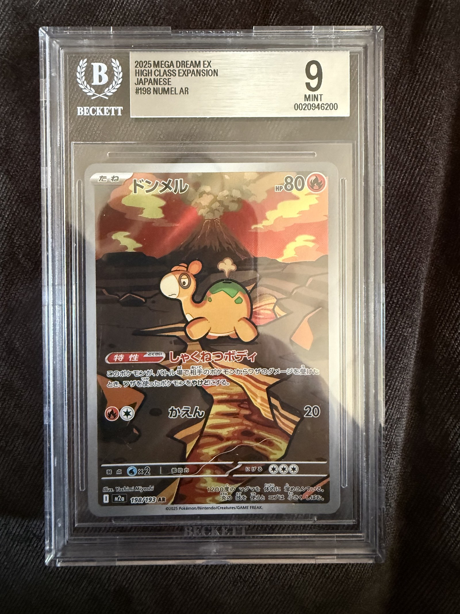 Numel #198/193 Japanese Mega Dream Ex BGS Mint 9 Pokemon Graded Slab — front