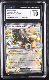 Bouffalant ex #077/086 White Flare CGC Gem Mint 10 Pokemon Graded Slab — front