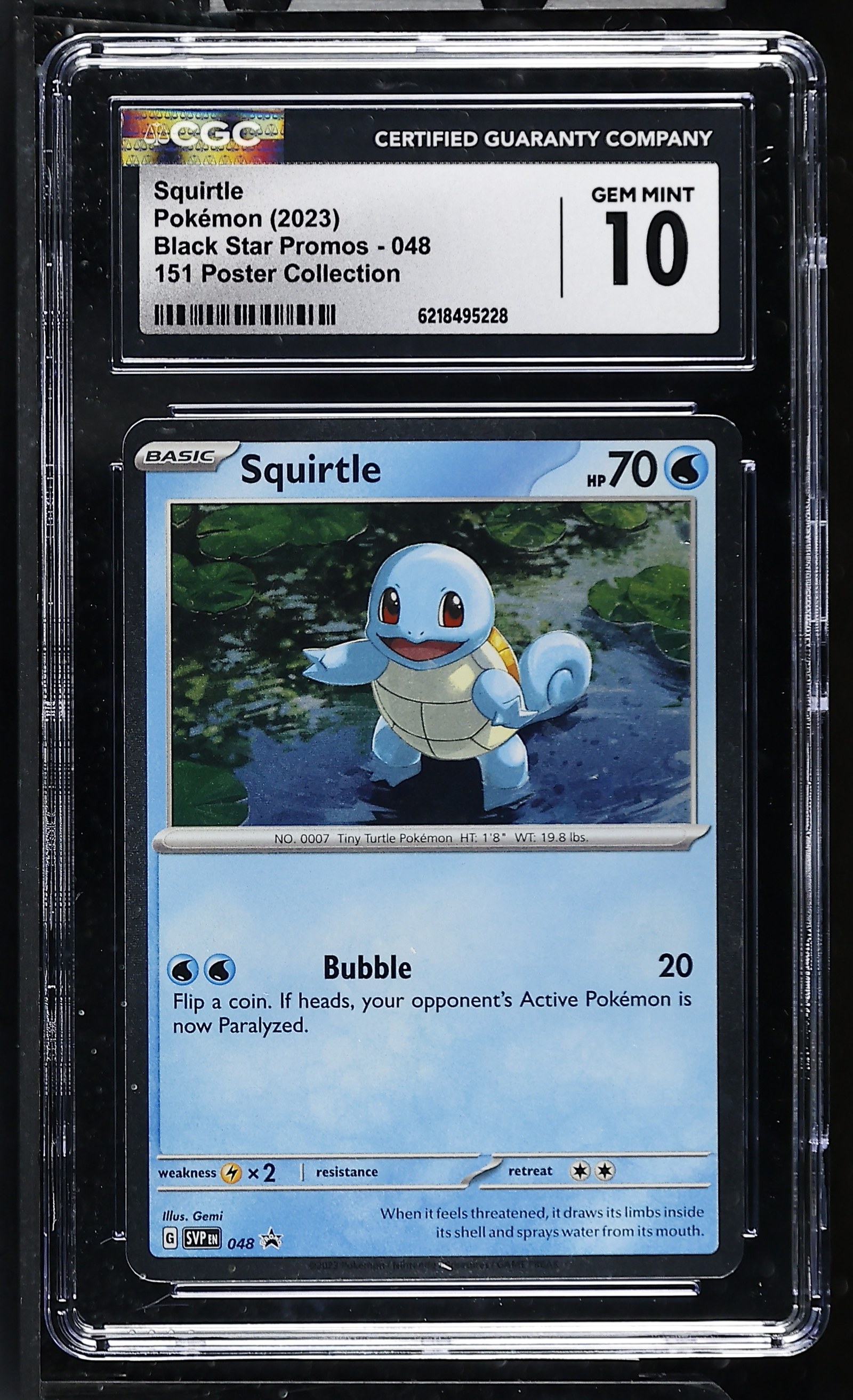 Squirtle #048 Sv Promo CGC Gem Mint 10 Pokemon Graded Slab — front
