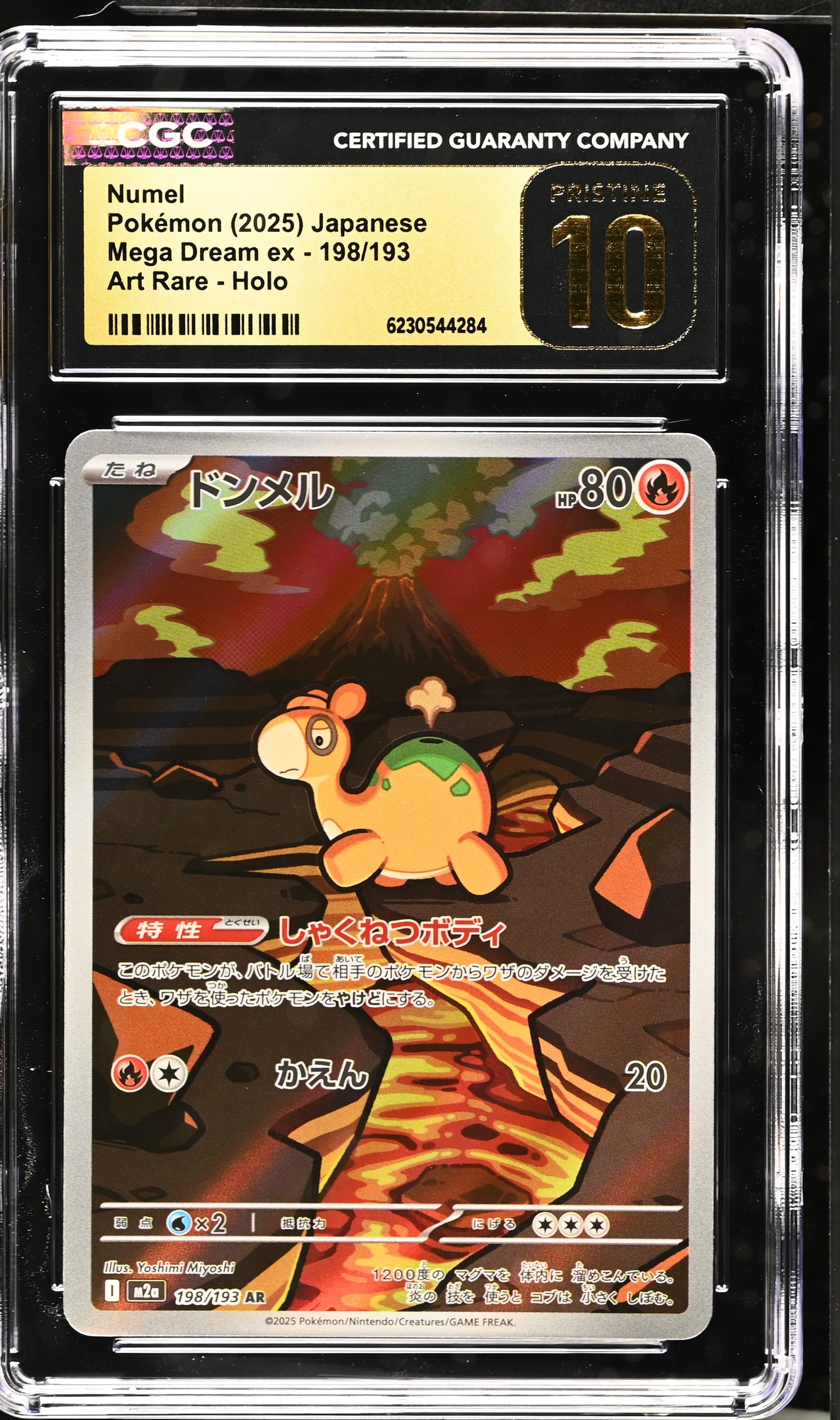 Numel #198/193 Japanese Mega Dream Ex CGC Pristine 10 Pokemon Graded Slab — front