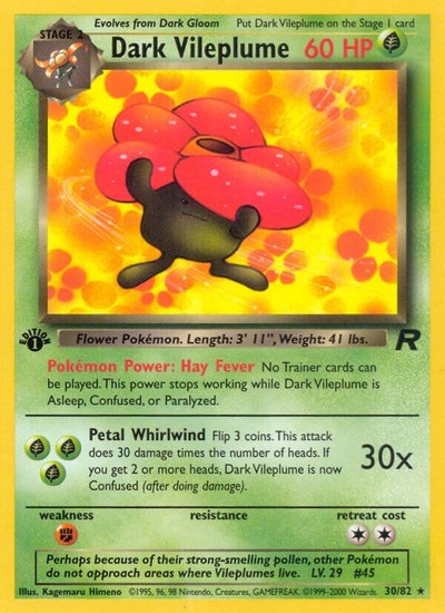 Dark Vileplume (1st Edition) 30 — Team Rocket — 1st Edition — Lightly Played
